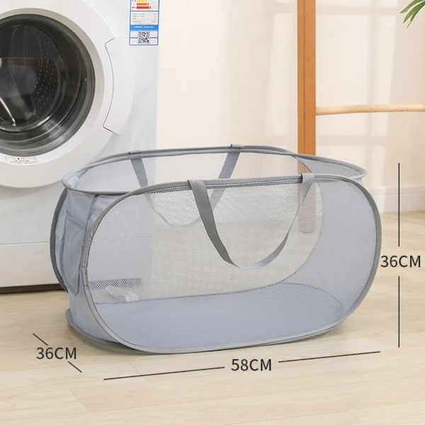 1 Cesto de Roupa Dobrável, Cesto de Roupa Suja com Vários Níveis, Cinza BRILVIBERA