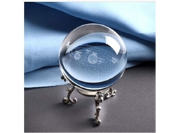 Bola De Cristal Miniatura Gravada Com Sistema Solar 3d, Base De Prata, Presente Educativo E Decorativo