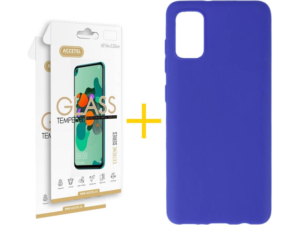 Kit Capa e 2 Películas Samsung Galaxy A51 5G ACCETEL Liso (Azul)
