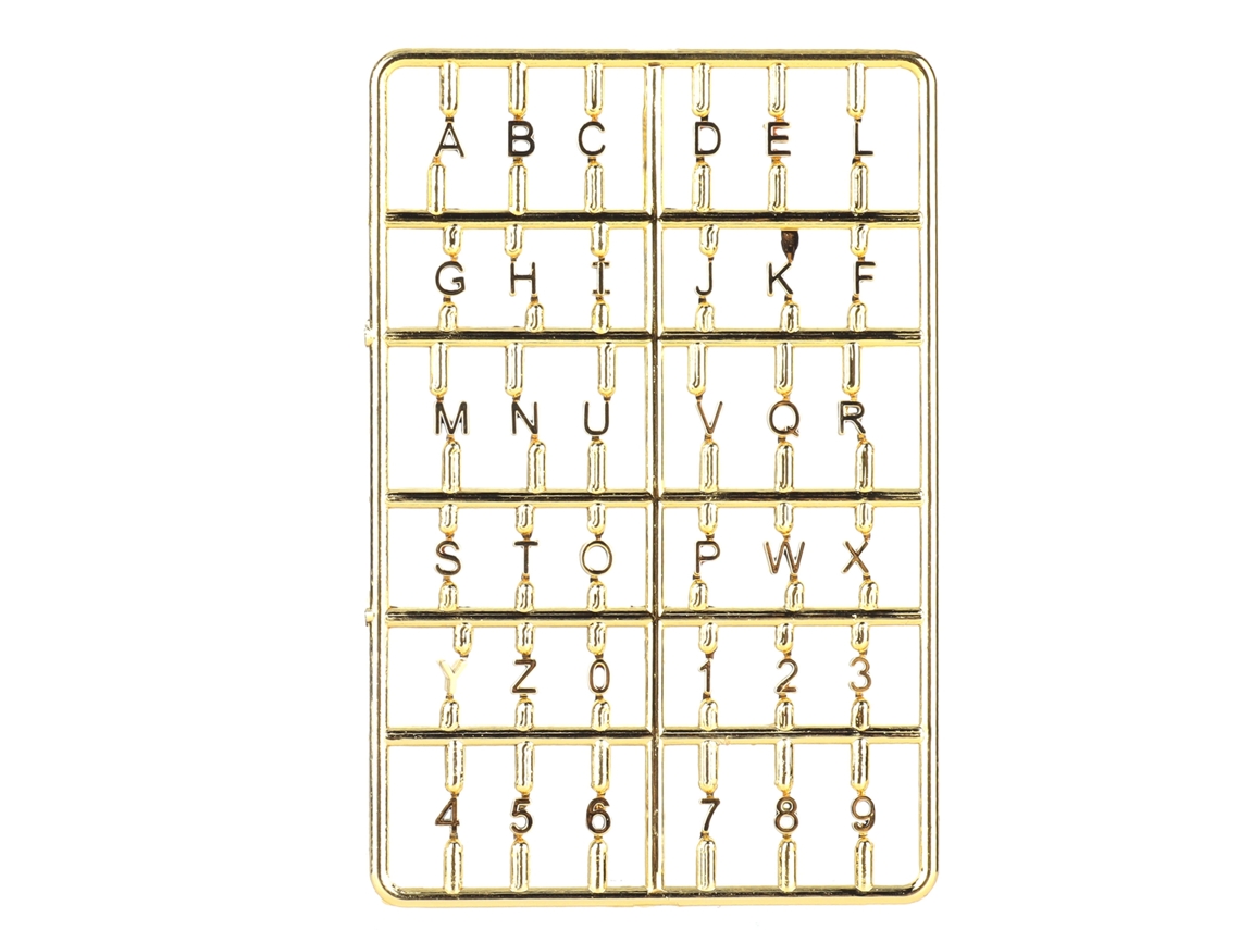 Conjunto Mali Letras Números 1/12 Diy Miniatura Porta Casinha Boneca Acessório Ouro