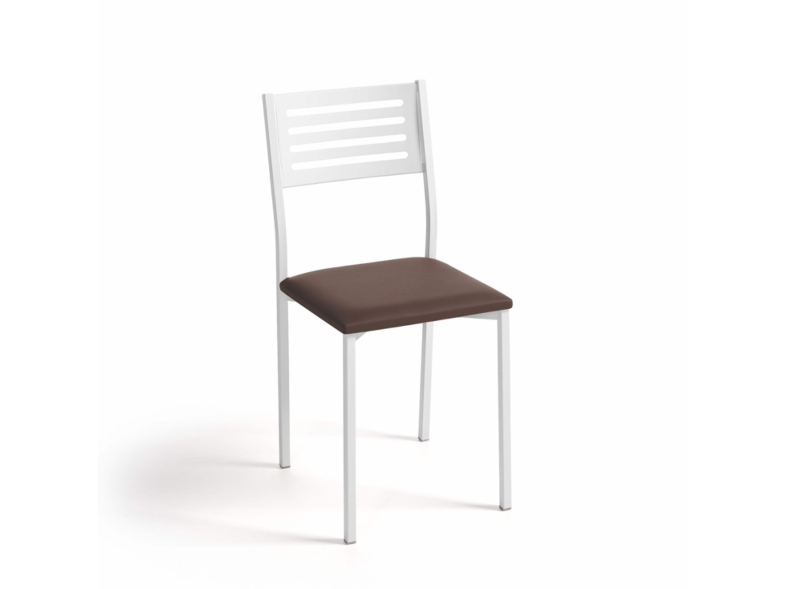 Cadeira de Cozinha Kati Branca 38x86x47cm Cacau Prateado FANMUEBLES