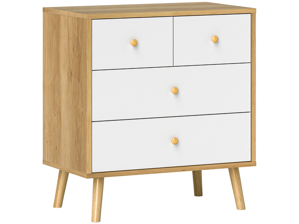 Cômoda com 4 Gavetas Madeira para Sala ou Quarto 60x35x65 Cm S/MARCA