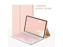 Capa Com Teclado Bluetooth Em Couro Compatível Com Ipad 7/8/9 De 10,2"/10,5", Magnética, Cor Rosa