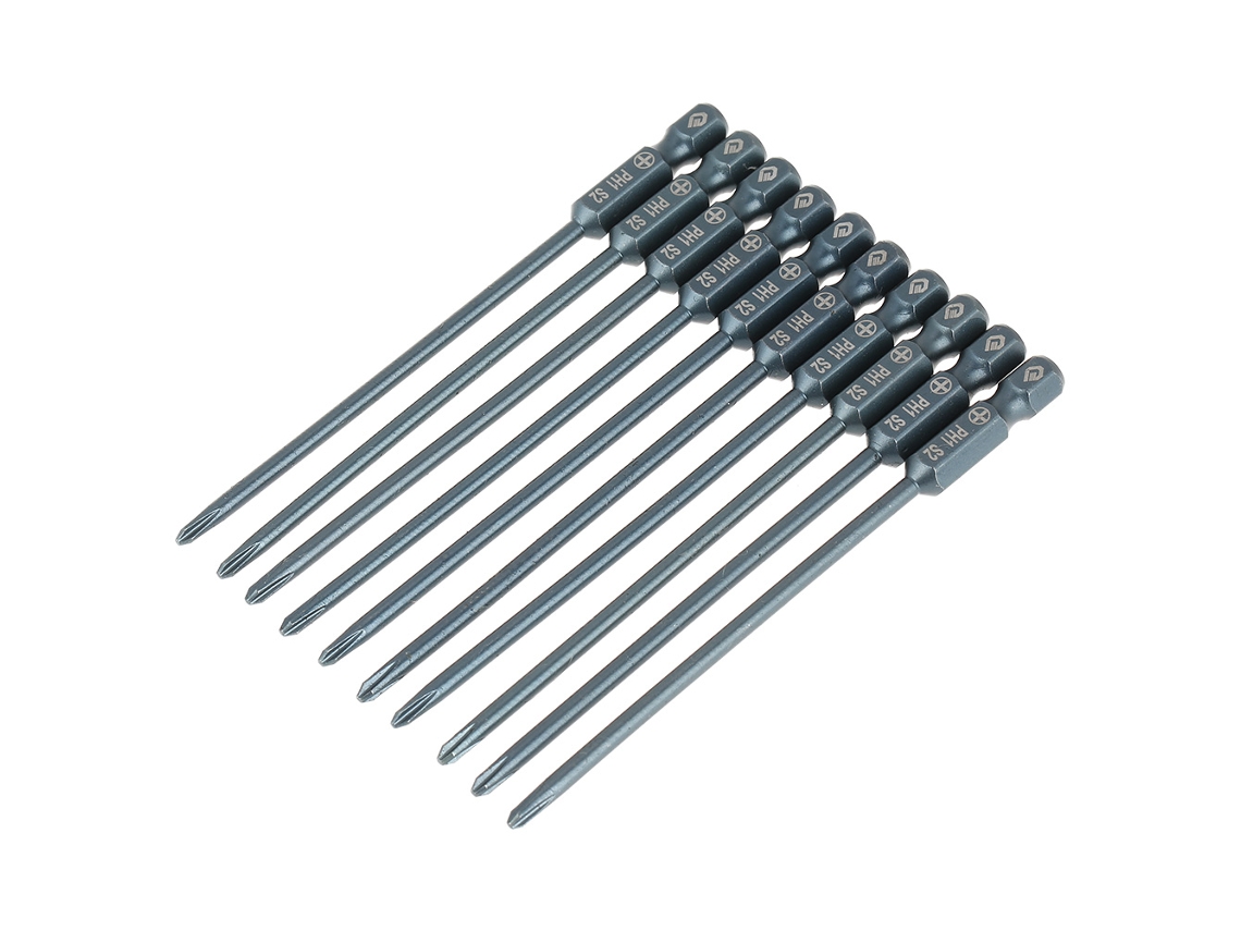 Conjunto De 10 Bits De Parafusadeira S2 Aço Cabeça Cruz Ph1 Virabrequim 1/4 Polegada 100mm