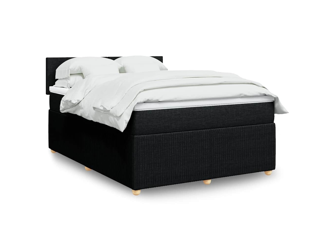 Vidaxl Cama Com Molas/colchão 140x200 Cm Tecido Preto