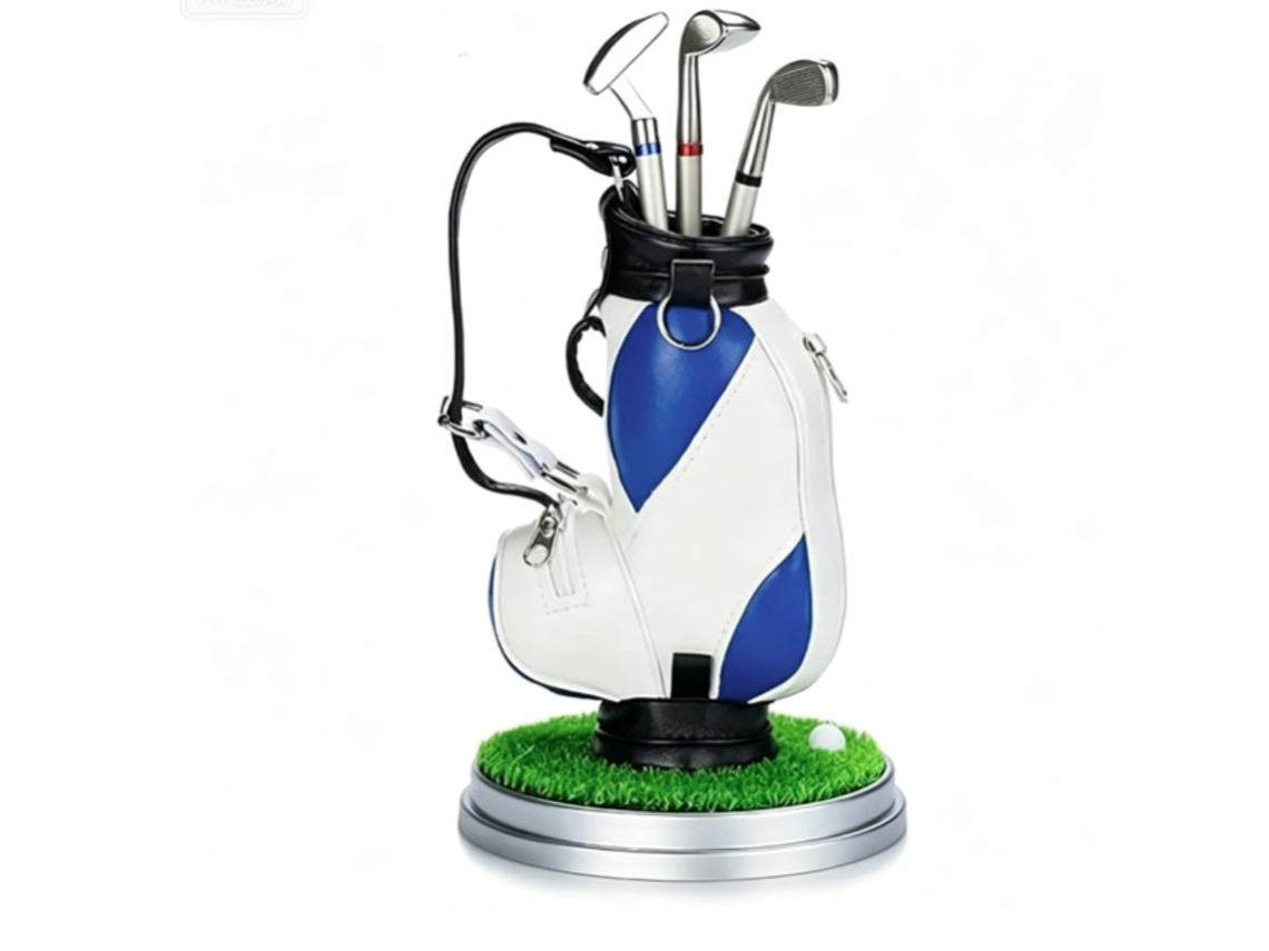 Porta-canetas em formato de bolsa de golfe, decoração de mesa, caixa organizadora para materiais de escritório.