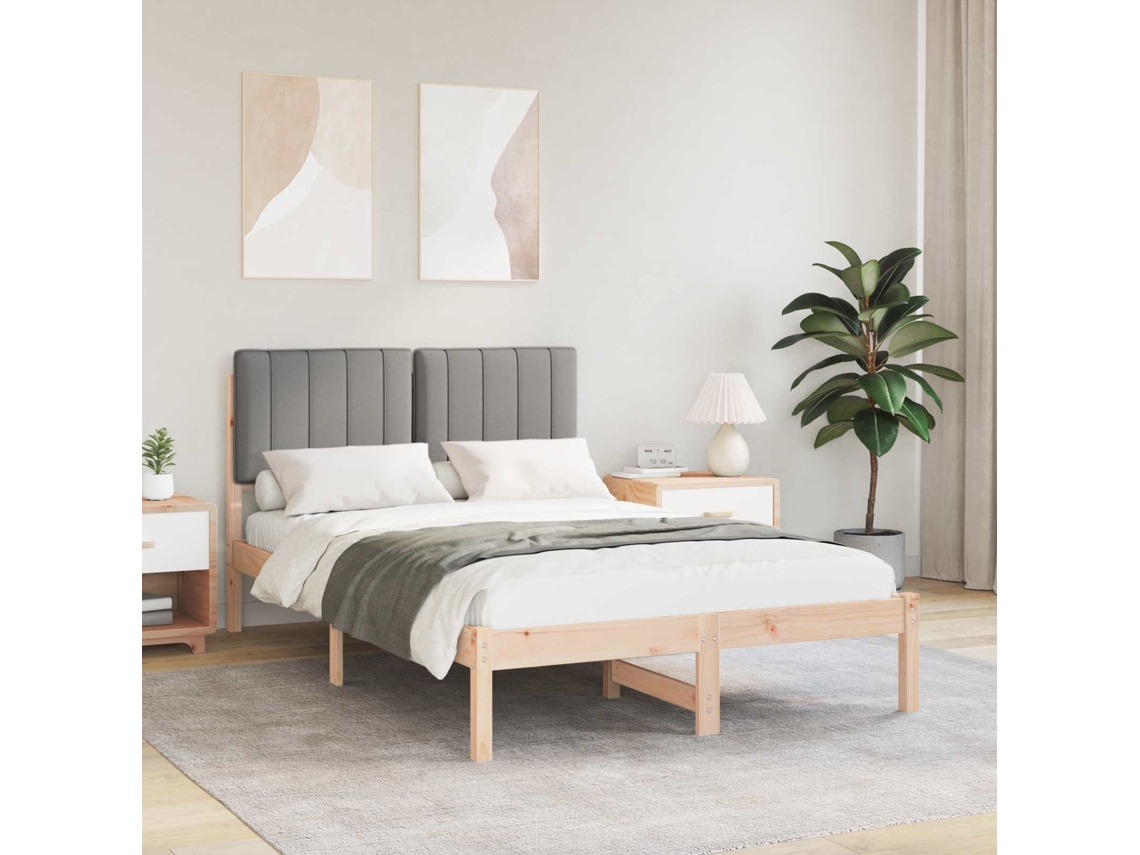 Vidaxl Estrutura De Cama Com Cabeceira Estofada Cinza Natural E Claro