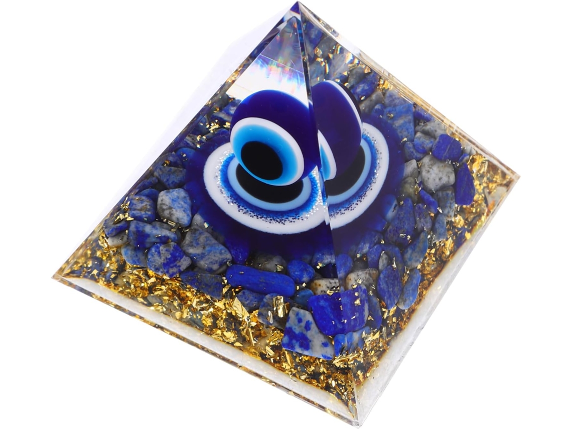 Ornamento Piramidal Artesanal em Lápis Lazúli Azul GOKOCO, Mini Pirâmide para Decoração de Casa (sem dimensões)