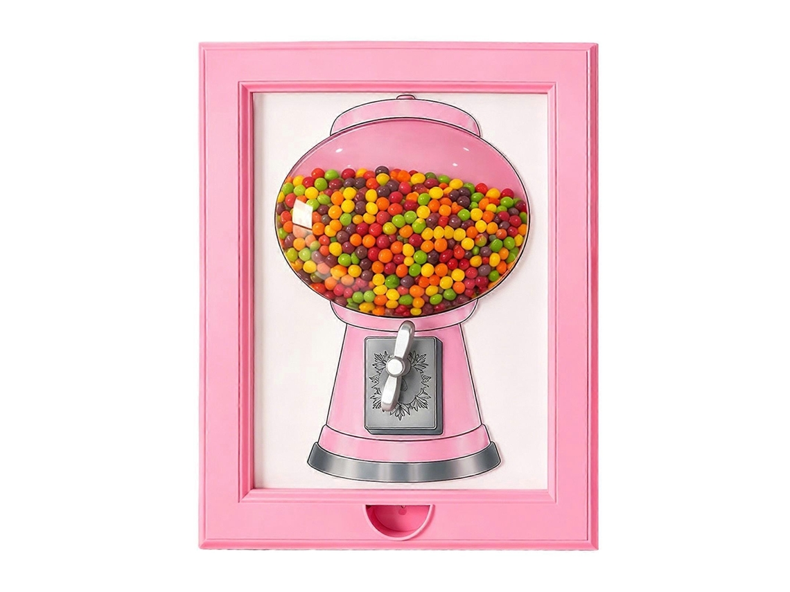 Máquina De Gomas Para Presente – Guarda Balas E Chocolate – Para Natal E Mudança – Rosa