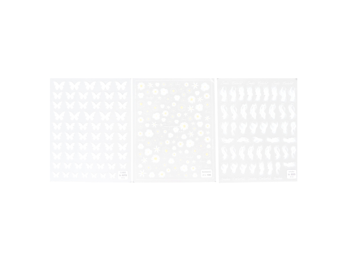 3 Folhas De Adesivos Para Unhas Com Designs Diferentes, Adesivos Autoadesivos Para Arte De Unhas, Decorações Diy Para Manicure
