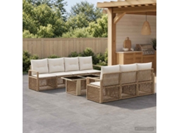Vidaxl Conjunto De Sofá De Jardim 8 Unid. Bege E Branco Creme Vime Pe
