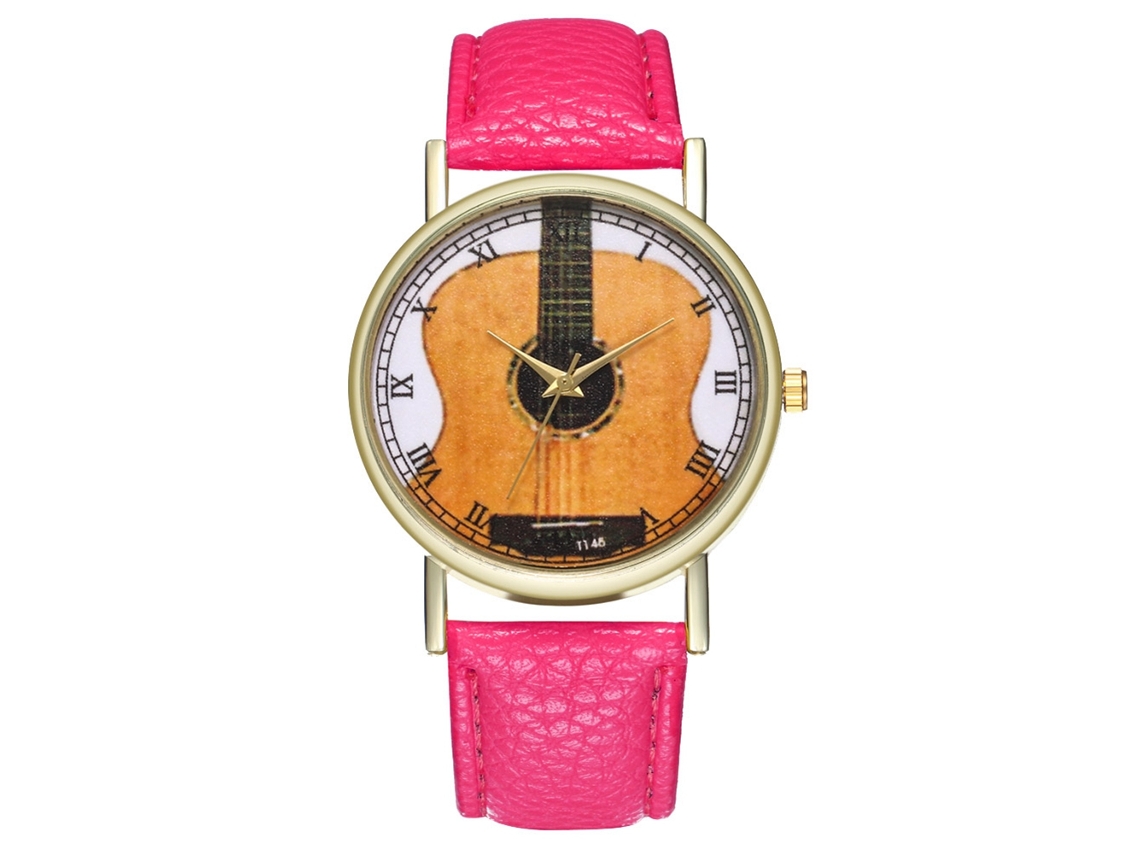 Relógio de Pulso Analógico de Quartzo com Mostrador Redondo Fashion (vermelho rosa)