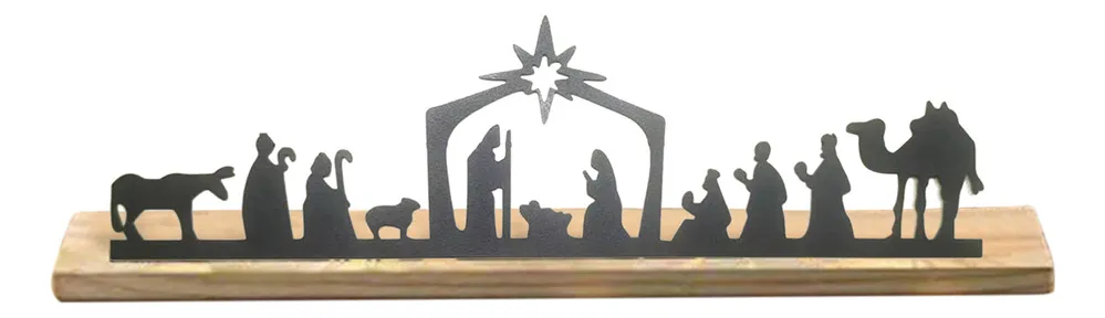 Novo Castiçal De Ferro De Natal Com Base De Madeiravayotoy