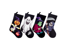 Pack de 4 Meias Decorativas de Halloween com Caveira e Fantasma LAXISCREED