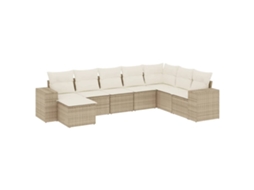 Conjunto de 8 Sofás para Jardim com Almofadões Vime Pe Bege MAISON EXCLUSIVE (8 pcs)
