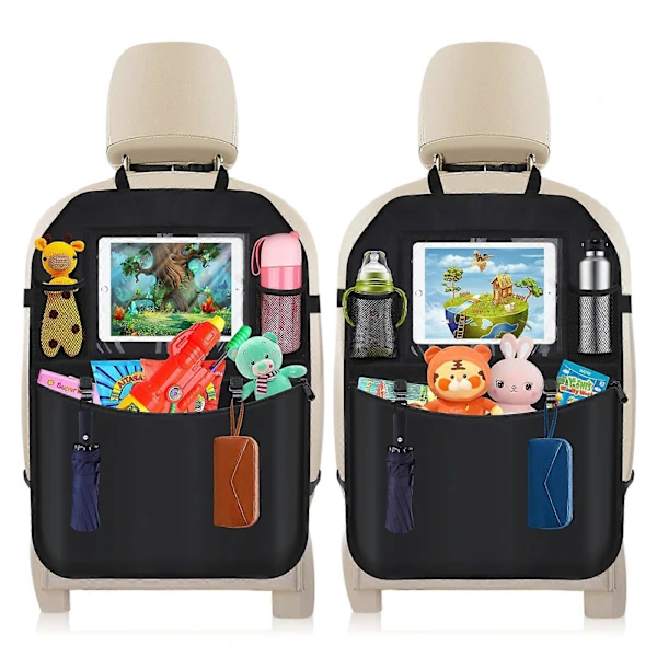 Capa Para Assento De Carro Com 2 Peças Com Bolso Transparente Para Tablet E Vários Bolsos Para Brinquedos/livros/garrafas Brilvibera