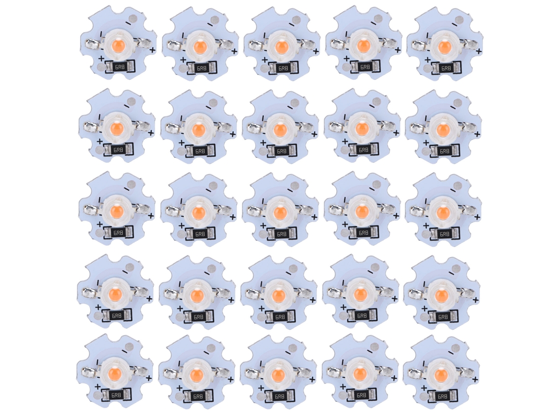25pcs chips LED 1W 5V 200lm beads luz rosa para luminárias DIY 380-840nm | S/MARCA