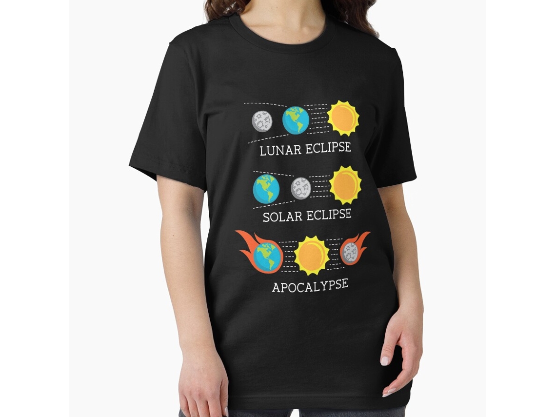 Rockinstone Solar Eclipse Lunar Eclipse Apocalypse Funny Joke T-shirt Size:s