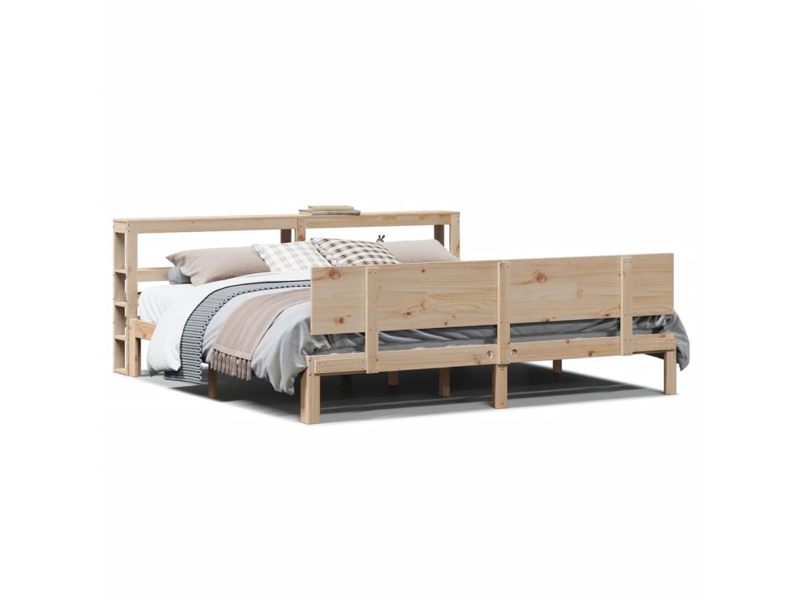 Estrutura de Cama com Cabeceira Pinho Maciço MAISON EXCLUSIVE (200x200 cm)
