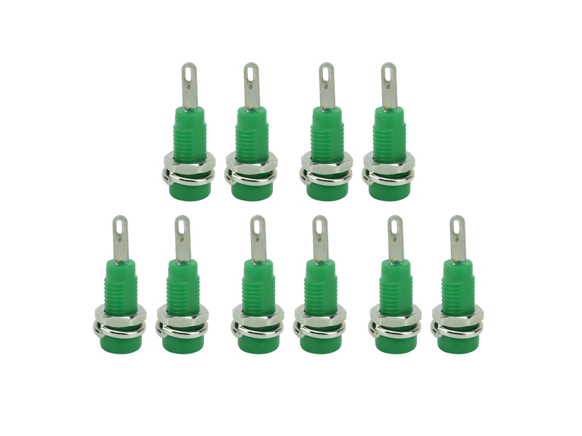 10pcs Tomada de Banana 2mm J.40003 Painel com Pino Estendido Adaptador Latão para Instrumentos Eletrônicos Verde