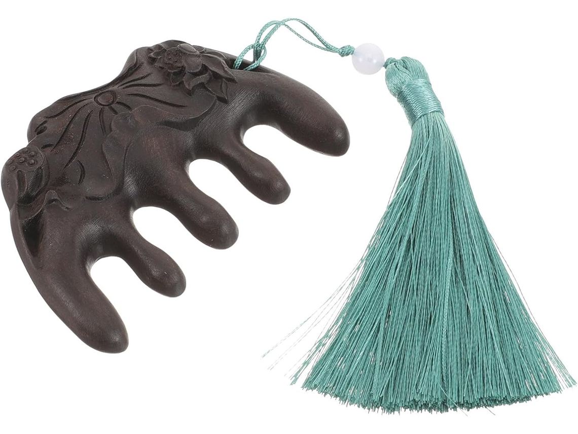 Pente De Cabelo De Sândalo Com Função De Massagem, Antiestático, Dentes Largos.