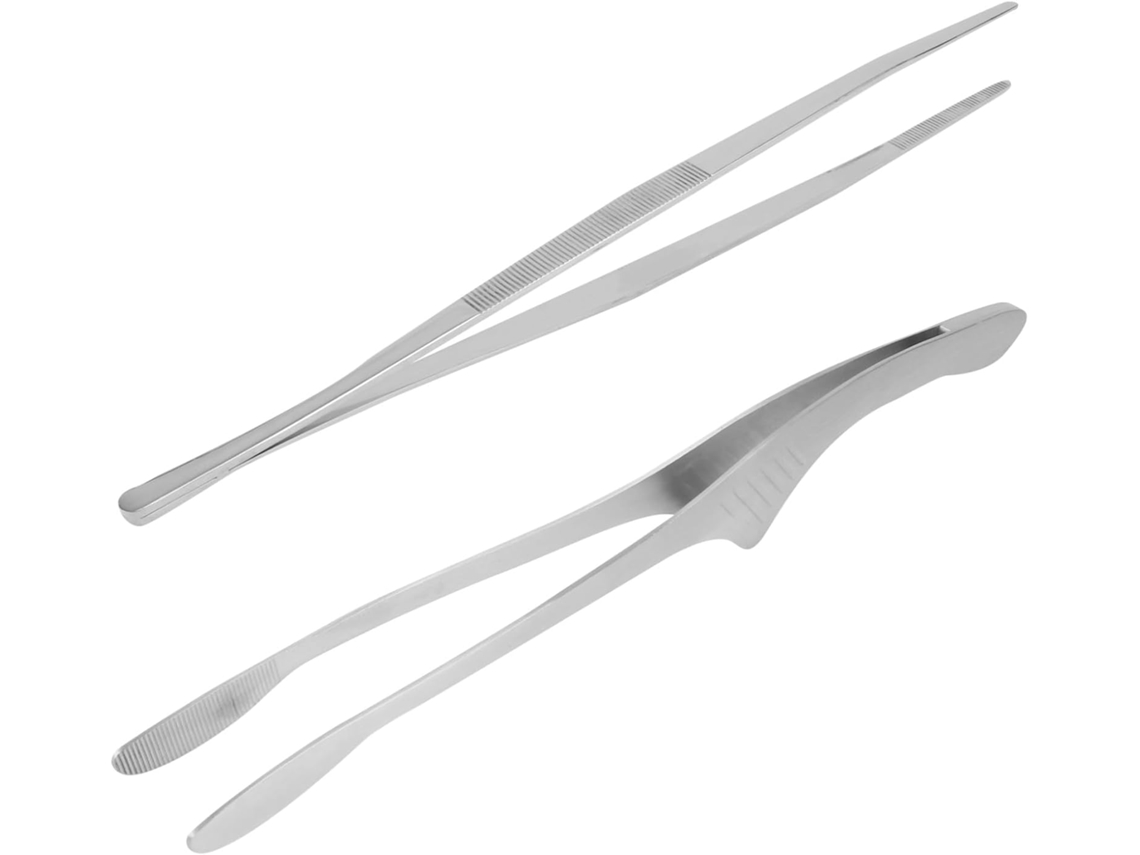 Pinça Multifuncional Para Alimentos Cabilock, 2 Peças, Em Aço Inoxidável, Resistente Ao Calor, Com Cabo Ergonômico
