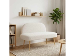 Vidaxl Banco Estofado Com Encosto Creme 110 X 60 X 76 Cm Bouclé