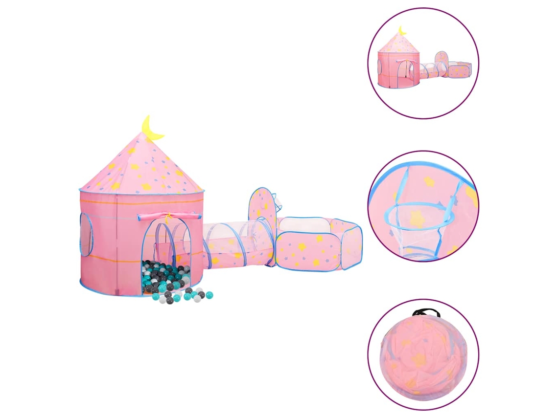Vidaxl Tenda De Brincar Infantil Com 250 Bolas 301x120x128 Cm Rosa