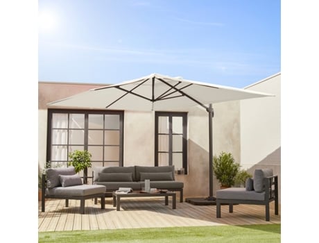 Guarda-Sol Rectangular Wimereux 3 x 4 m Excêntrico 360° Rotativo Cinzento