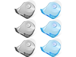Conjunto De 6 Suportes Parede Para Banheiro Com Ganchos Ventosa, Cabide Para Chuveiro Nas Cores Azul E Cinza, Para