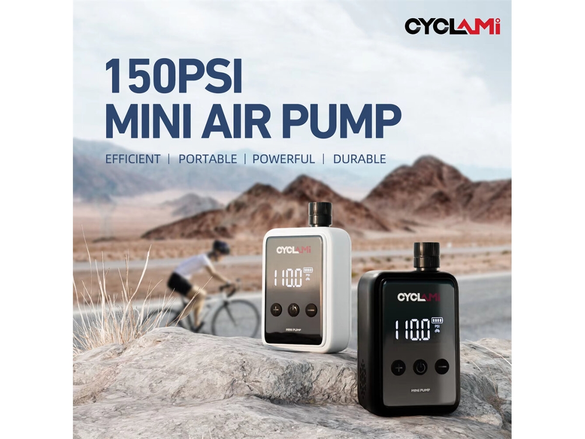 Bomba de ar elétrica portátil para bicicleta branca - 150psi com visor digital e compressor rápido recarregável para encher pneus