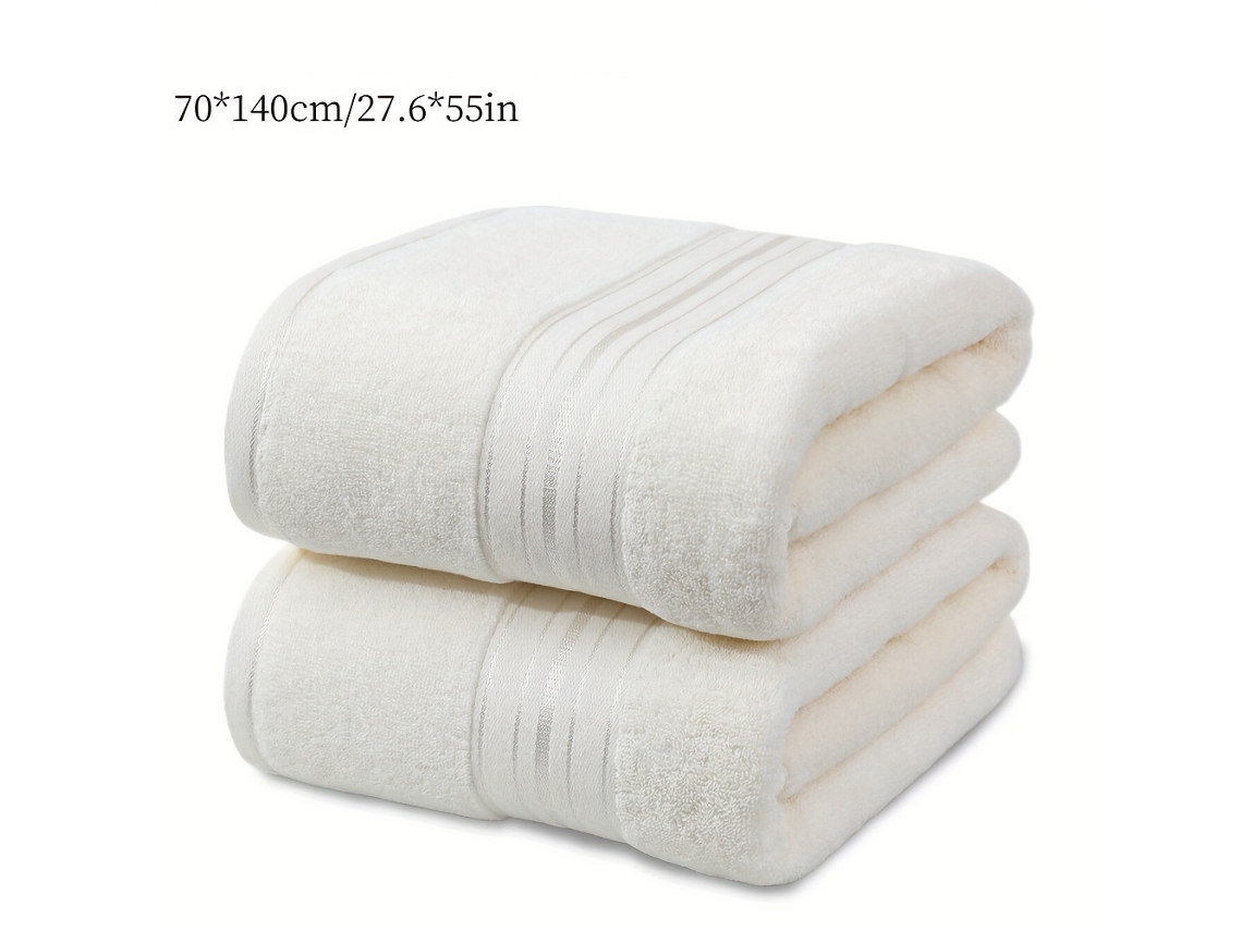 Toalhas De Banho , 2 Unidades, 70*140cm 100% Algodão, Secagem Rápida, Ultramacias, Altamente Absorventes, Leves Branco Hexinyigjly