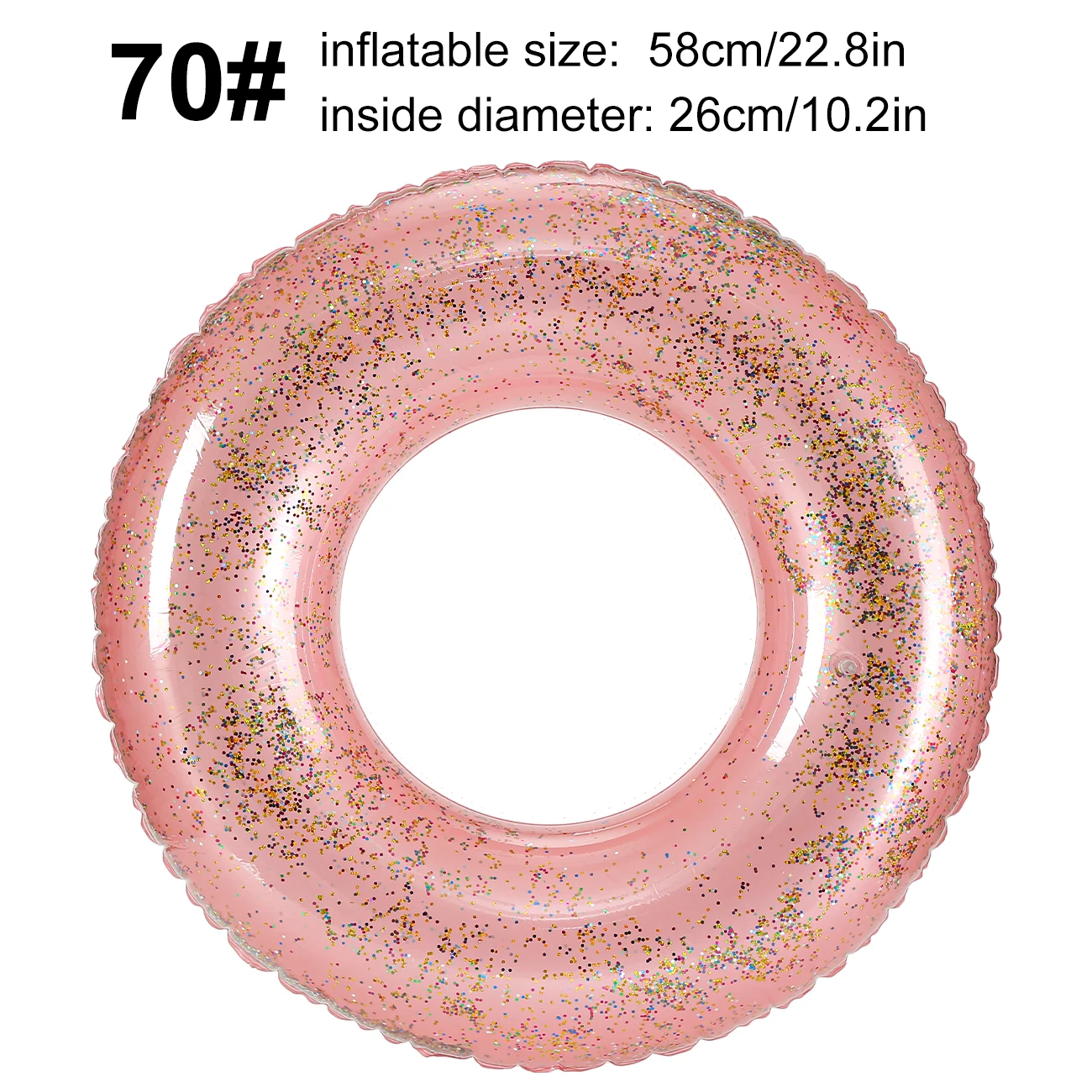 (rosa 70cm) 1 Boia Inflável Para Piscina Com Anel Decorativo De Confete Brilhante