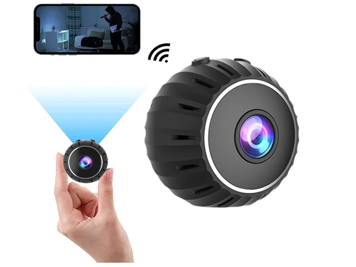 Minicâmera espiã Bestvite X10 HD 1080P com visão noturna sem fio e detecção de movimento, câmera de segurança residencial WiFi preta