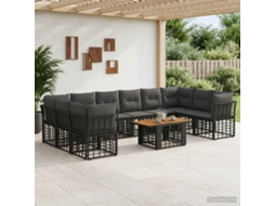 Vidaxl Conjunto De Sofá De Jardim 11 Unid. Preto E Cinza Escuro