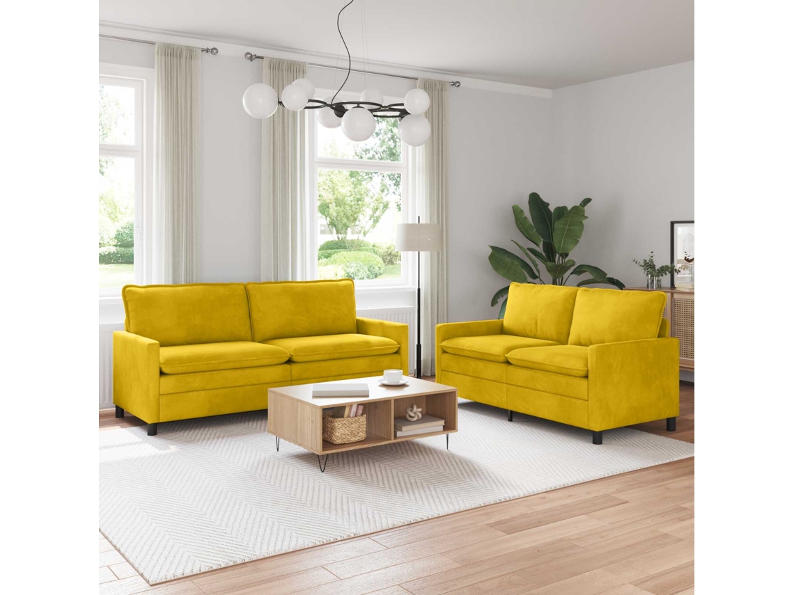 Vidaxl Conjunto De Sofás 2 Unid. Amarelo Veludo