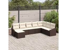 Vidaxl Conjunto De Sofá De Jardim 8 Unid. Marrom E Creme Vime Pe