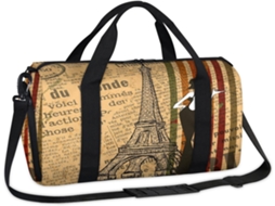 Bolsa Esportiva Vintage com Estampa da Torre Eiffel Tecido de Poliéste 45 X 21 5 23 Cm Pa To Design Du