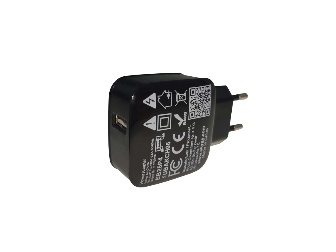 Akyga Usb Charger Ak-Ch-06 240V 2.1A 1Xusb Black Preto Interior