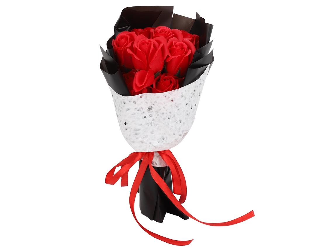Buquê 11 Rosas Artificiais Vermelhas Sabão Presente Dia Namorados