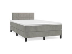 Vidaxl Cama Boxspring com Colchão 120x190 Cm Veludo Cinzento claro