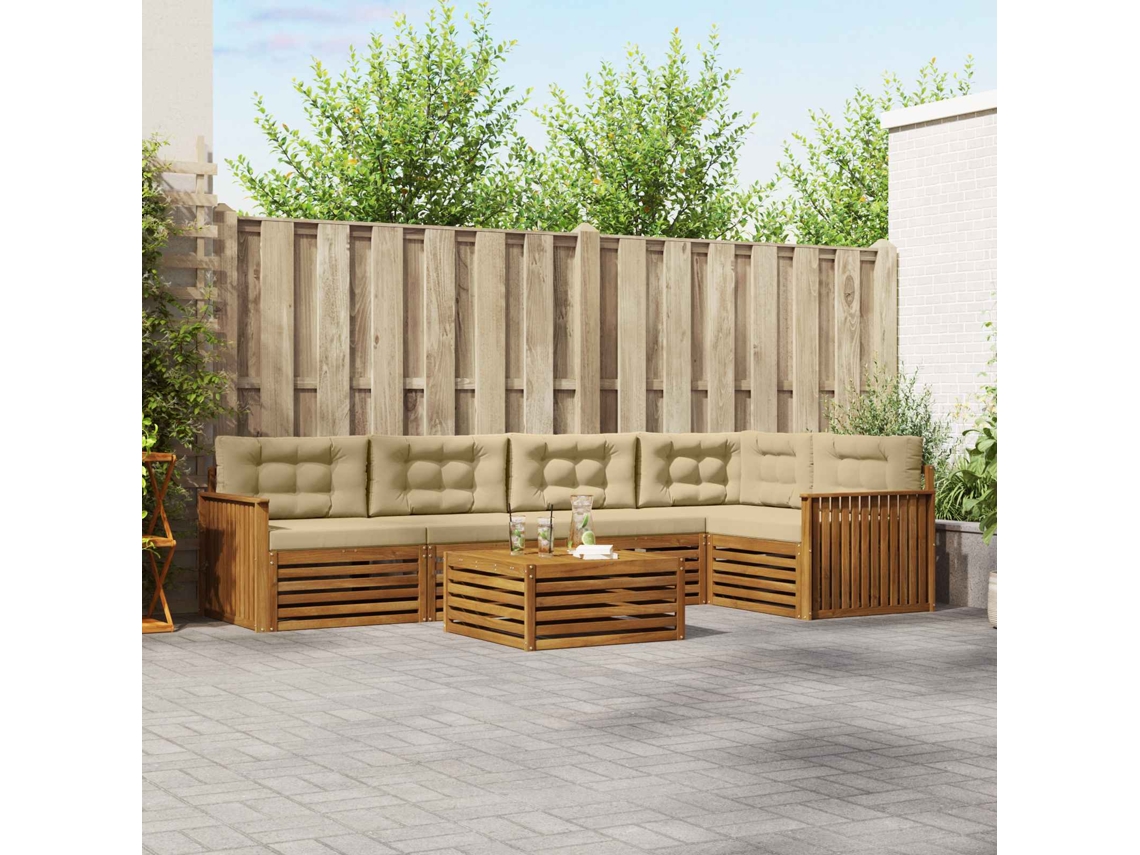 Vidaxl Conjunto De Sofás Para Exterior 6 Unid. Natural E Bege