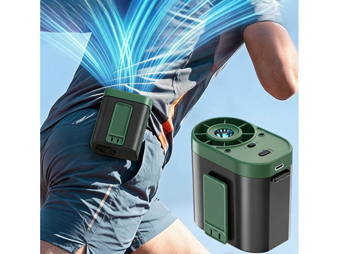 Ventilador de Cinto HENTEN HOME com 3 velocidades e lanterna verde