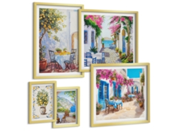 Quadros Decorativos Para Parede Limões Em Um Vaso, Plantas Moldura Dourada Quadros Para A Sala De Estar Espelharte (conjunto De 5 Imagens)