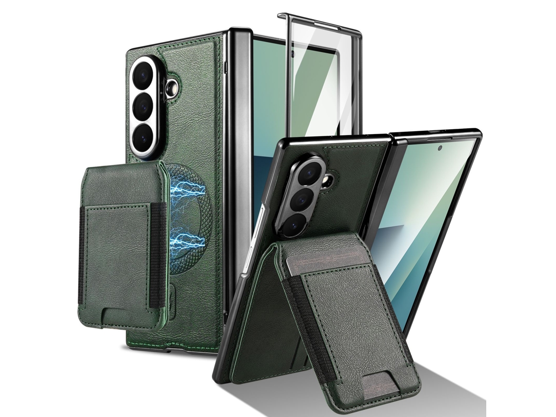 Capa Hexinyigjly Para Samsung Galaxy Z Fold 7, Compatível Com Magnsafe, Com Protetor De Ecrã Integrado Verde