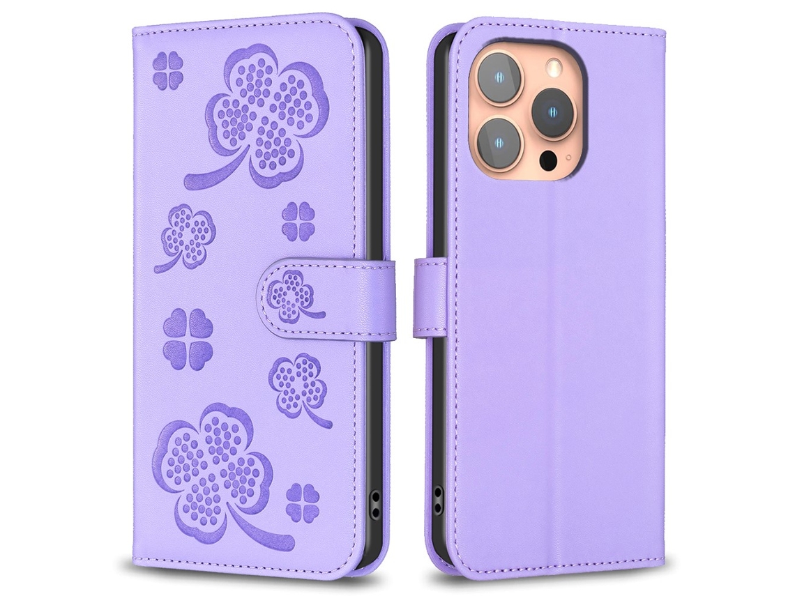 Capa Em Couro Pu, Para Apple Iphone 16 Pro Max - Roxo