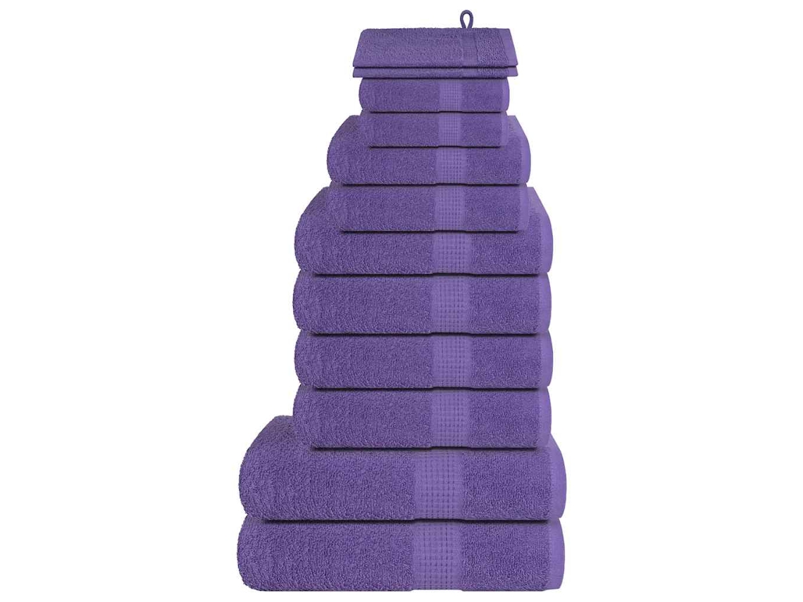 Vidaxl 12pcs Conjunto De Toalhas Frogn 360 G/m² Roxo