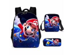 Conjunto De Três Peças De Mochila De Estudante  Mario17*