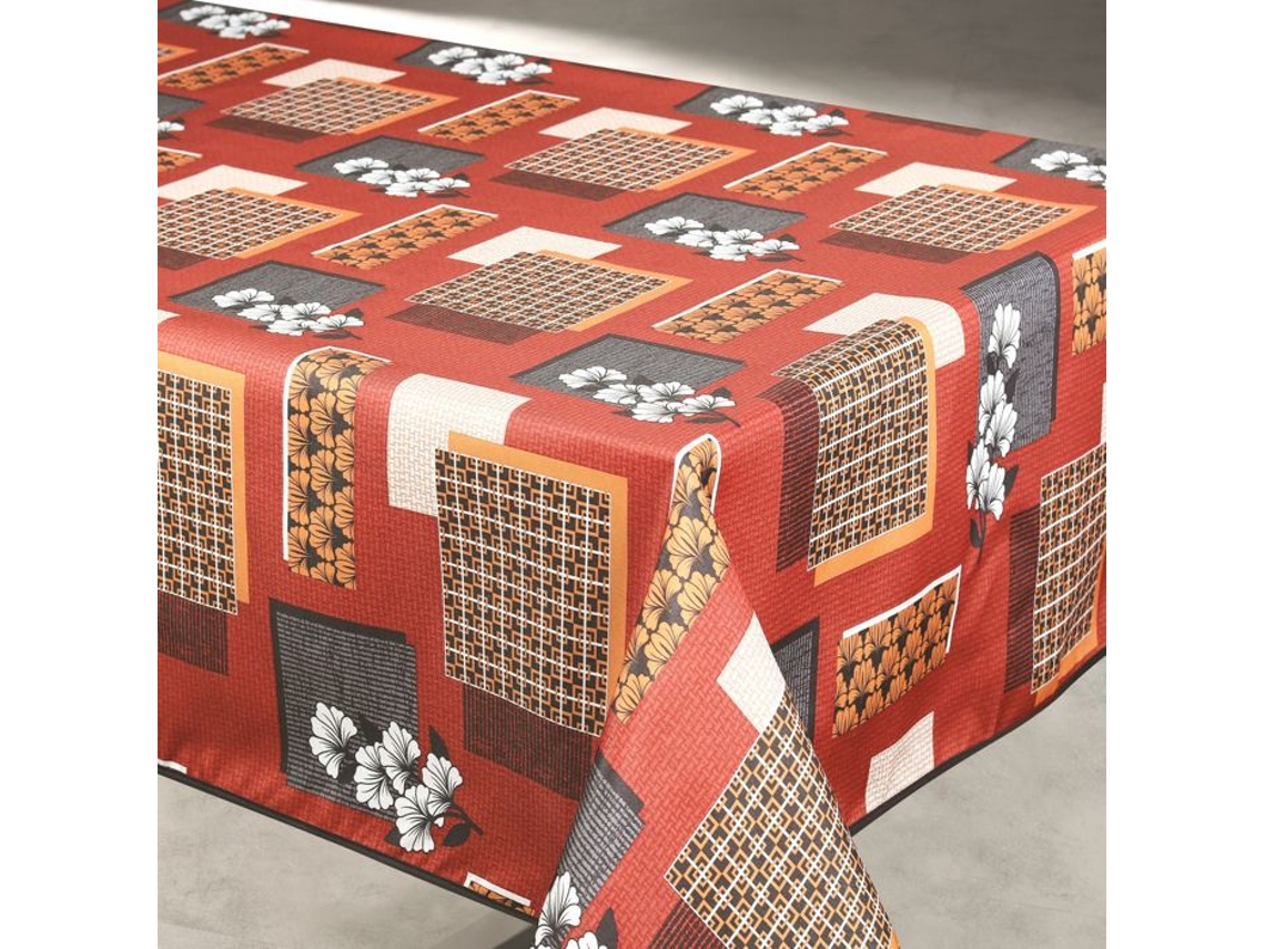 Toalha De Mesa Anti-manchas Com Motivos Florais E Formato Geométrico Terracota 145x240 Cm