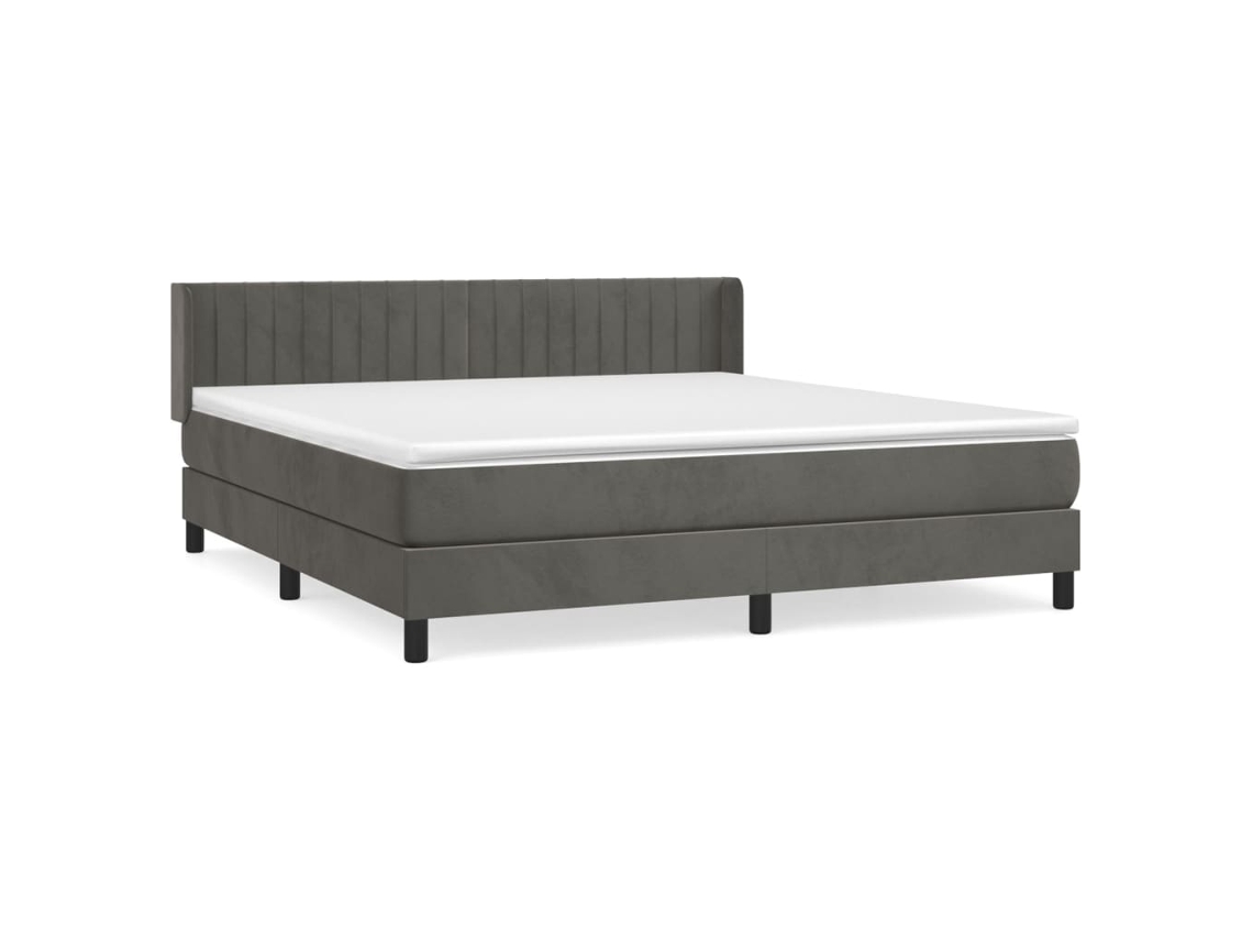 Cama com Molas e Colchão Veludo Cinzento Escuro MAISON EXCLUSIVE (160x200 cm)
